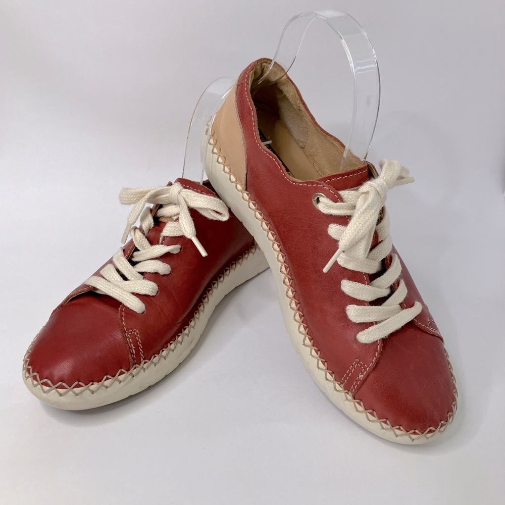 PIKOLINOS Brick Red Leather Casual Lace-Up Sneakers